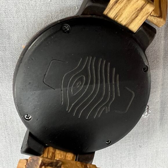 The Wood Forest Nova Wooden Wrist Watch -Tan Ebony-Zebra Wood-Men Watch-Big Face - Picture 7 of 12